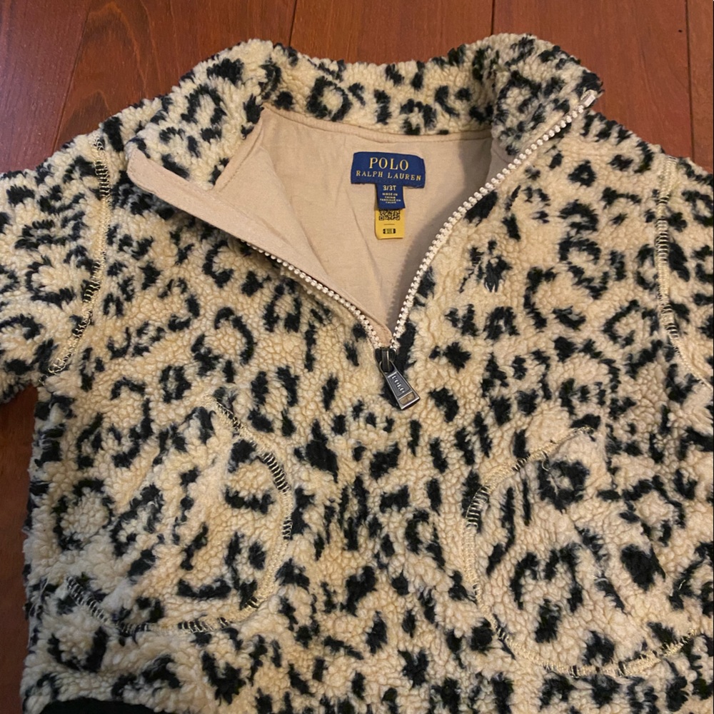 Toddler girls pullover cheetah print sweater